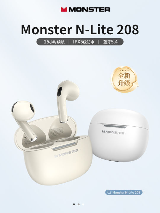 Tai Nghe Bluetooth Không Dây Monster N-Lite208 Chốngồn Bán Trong Tai Tương Thích Với Apple Và Android Tai Nghe Không Dây Thời Lượng Pin Dài