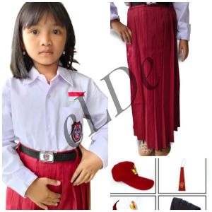 Setelan Seragam SD MI Kemeja Putih Tangan Panjang Perempuan Merk eLDe