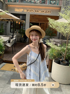 Summer Casual Style Womens Tank Top Sleeveless Beautiful Blue Colorful V-Neck Cotton Linen Loose Fit Short Length T-Shirt