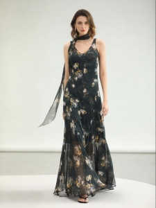 COCOBELLA | Resort Style Floral Print Flared Long Dress