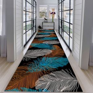 VIKAMA Modern Grey Black Geometric Runner Rug Non Slip Washable Alfombra Hallway Corridor Kitchen Home Floor Decor Carpet