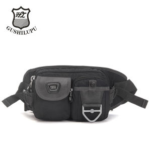 Korean Style Oxford Cloth Cycling Waist Bag Mens Phone Change Crossbody Bag Outdoor Travel Backpack Layered Waist Pouch