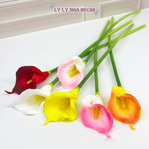Arum Cao Su Đại (Calla Lily) dài 65cm. Cánh Mềm Mại Trang Trí Phòng. Hoa Lụa Decor