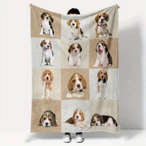 VIKAMA Cute Beagle Flannel Blanket - Soft and Lightweight Suitable for All Seasons Perfect for Napping Machine Washable