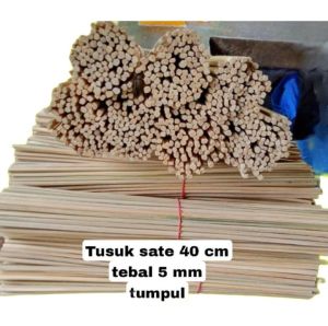 Tusuk sate stick 40 cm bulat 5 mm tumpul/stick catton candy/serbaguna isi 100pcs