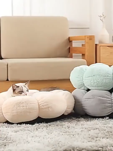 Cozy Plush Cat Bed in Mint - Soft Cotton Pet Nest for All Breed Sizes