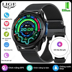 LIGE | Đồng Hồ Thông Minh GPS 2026 Dành Cho Nam Đồng Hồ Quân Sự Ngoài Trời Chống Nước IP68 Với Tính Năng Điều Hướng Tuyến Đường Theo Thời Gian Thực Theo Dõi Sức Khỏe Theo Dõi Giấc Ngủ