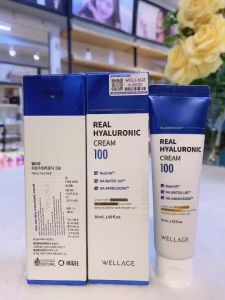 Kem Dưỡng ẩm Làm Dịu Da Wellage Real HYALURONIC 100 Cream 50ml (màu XANH DƯƠNG)