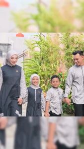 MUTIF Gamis NAILANI Koko RAUF NAVY SWAN Dress Sarimbit Keluarga Muslim Panjang Terbaru Katun S-3XL