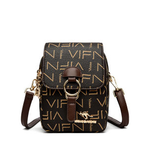 Fashionable Large Capacity Leather Mobile Phone Bag Womens Crossbody Bag Printed Design 2025 New Style Versatile Small Bag