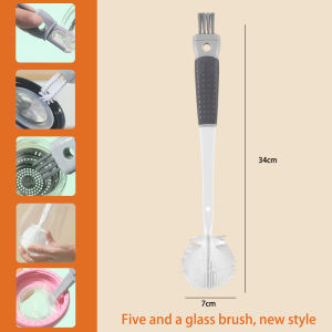 Water Bottle Cleaner Brush 5 In 1 Silicone Detachable Scrubber Long Handle Milk Kettle Wineglass Brushes Set Kitchen Tool