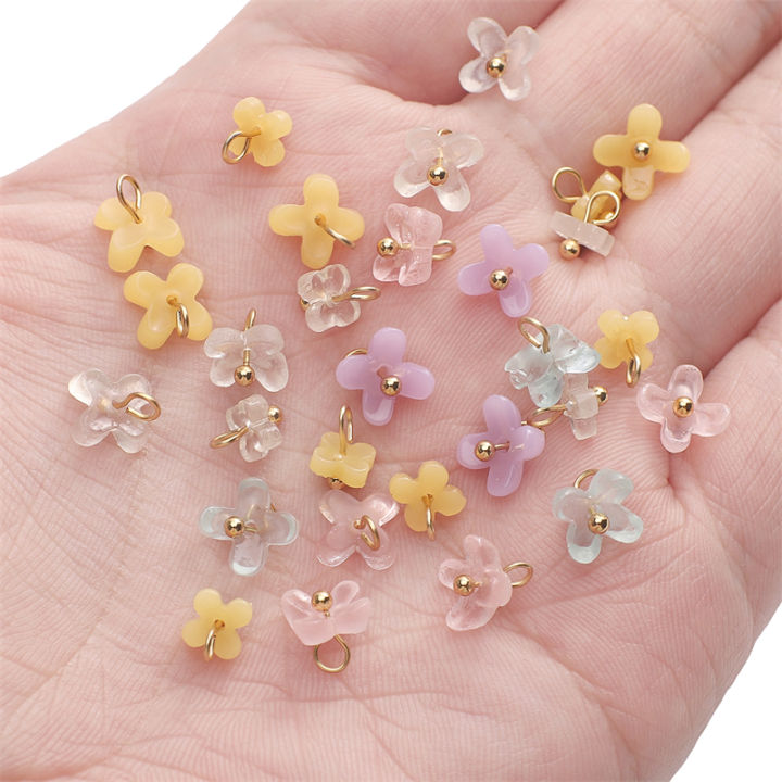 5pcs 5/7mm Resin Flower Loose Beads Pendant Charm For