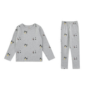Girls Cartoon Print Home Clothes Set Smooth Elastic round Neck Sleepwear for Autumn Comfortable Breathable Cotton Blend Fabric