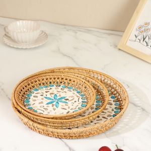 หวายถาดเปลือกหอยทำด้วยมือสร้างสรรค์สีสันเปลือกหอยผลไม้ถาดขนมขบเคี้ยวถาดชาถาด