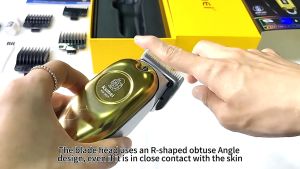 Kemei Hair Clipper Barber All-Metal Barber Professional Electric USB Cordless Cutter Razor LCD Hair Trimmer Gold KM-2628