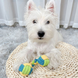 Dog Dog Chewing Rope Bends and Hitches Tug-of-War Toy Puppy Molar Long Lasting Ball Relieving Stuffy Drawstring Pomeranian Hemp Rope Pulling Cat Drawstring