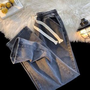 Quần Jeans Nam Co Giãn Màu Đen Xanh Cạp Cao Quần Dài Ống Thẳng Ôm Vừa Vặn Thời Trang Mùa Xuân Thu Đông Chất Liệu Cotton