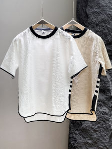 Trendy Slim Fit Lightweight Short Sleeve Mens T-Shirt Quick Dry Summer New Splicing Casual Handsome Half Sleeve Shirt