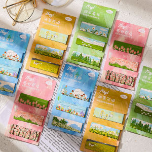 3-Piece Magnetic Bookmark Double-Sided Pattern Ins Cure Landscape Sunset Good-looking Artsy Creative Magnet Bookmark Student Reading Book Page Folder Refrigerator Magnets Stick Label Card Gift Stationery