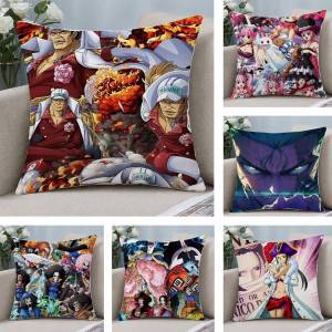 Bandai | One Piece Dracule Mihawk Anime Plush Pillow Cover Soft Short Plush Cushion Cover For Sofa Bedroom Home Decor Gift Decoration