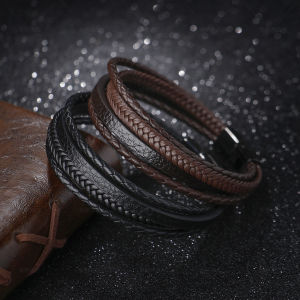 Handmade Multi-Layer Bracelet Vintage Leather Bracelet for Men Business Jewelry Gifts