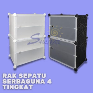 Rak Sepatu Anti Debu 4 Layer Tebal Shoe Rack Portable Serbaguna Kotak Sepatu Portable