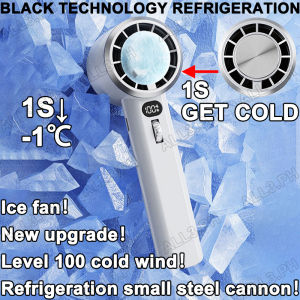 Japan Semiconductor Cooling Mini Fan For Commuting To Work And Outdoor Portable Cold Compress Fan Rechargeable 3500mah Turbo Jet Fan Brushless Motor 100 Gears Adjustment Visual Wind Speed Power Display Bladeless Mini Handheld Fan Fast Cooling