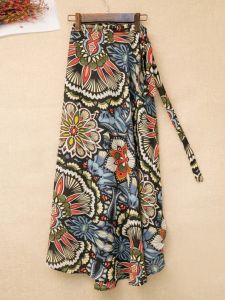 กระโปรงสั้นผ้าชีฟองพิมพ์ลายดอกไม้เอวสูง กระโปรงสั้นผ้าชีฟองพันรอบเอวสไตล์วันหยุดฤดูร้อน กระโปรงสั้นผ้าชีฟองเอวสูงแบบไม่สมมาตร