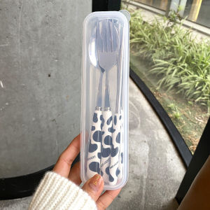 Korean Style Stainless Steel Cutlery Set Portable Travel Dinnerware Set for Students Children on Outings Cute Healing Series