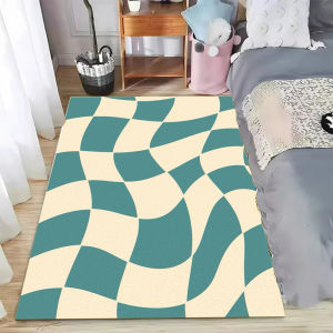 Colorful Checkerboard Pattern Living Room Carpet Soft Non-slip Home Decor Rug Minimalist Geometry Floor Decor Mat Bedside Decor