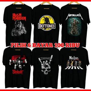 Beli 100rb dapat 6 kaos Band lengan pendek Kaos pria wanita