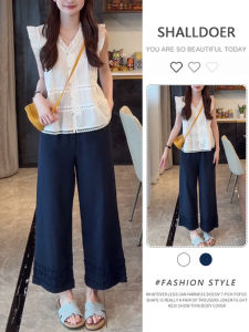 Shalldoer | ชุดเสื้อเชิ้ตแขนกุดและกางเกงขายาวเอวสูงสไตล์ฝรั่งเศสสำหรับฤดูร้อน ชุดสองชิ้นสำหรับผู้หญิง ชุดทำงานลำลอง