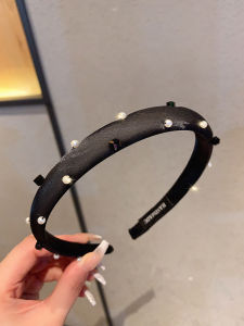 K-style Beads High Skull Top Elegant Black Hair Hoop 2024 New Arrival Hair Clip Headdress Minimalist Fashion All-Match Headband