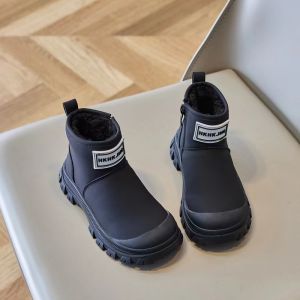 Childrens Snow Boots Girl Genuine Leather Cotton Boots Cotton Thickened 2024 Autumn and Winter New Arrival Boys Waterproof Short Boots Trendy