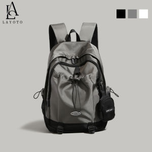 LAYOTO Tas Sekolah Wanita Korea Fashion Tas 14 Inci Laptop Tas Ransel Wanita Segar Dan Lucu Backpack