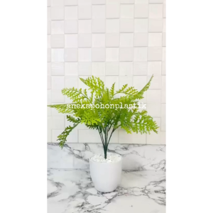 Pohon Artificial Tanaman Hias Daun Pakis Jari X6 Pot Melamine Hiasan Meja Cafe Meja Ruang Tamu Aesthetic