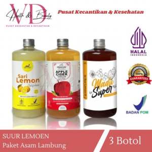 Paket Asam Lambung - Diet Sehat Bundling Cuka Apel 500ml | Sari Lemon 500ml dan Madu Hutan 700gr Asli by Suur Lemoen
