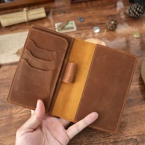 Leather Field Notes Cover for Moleskine Cahier Notebook Vintage Pocket Journals Notepads with Card Holder for Business & Travel