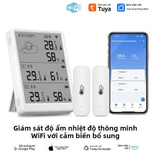 Bộ Nhiệt Kế Đo Độ Ẩm Thông Minh Tuya WiFi Với Cổng 433 MHz Ứng Dụng Cảnh Báo Cảm Biến Nhiệt Độ Độ Ẩm Cho Tự Động Hóa Nhà Cửa