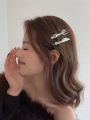 French Liquid Metal Diamond Embedded Hair Accessories Side Duckbill Clip Girl's Hair Decorations Fork And Knife Hair Clips. 