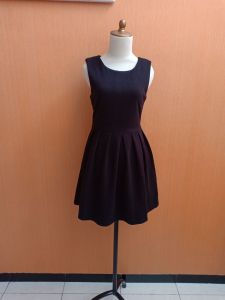 mini midi dress wanita hitam tekstur FOREVER 21 cewek S M cute tebal MEWAH kutung