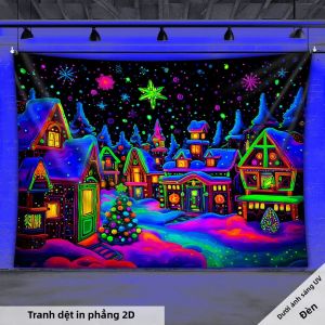VIKAMA Giáng Sinh Phù Thủy Thị Trấn Tấm Thảm Lễ Hội Treo Tường Polyester Trang Trí Phòng Tiệc Không Khí Trang Trí Cho Phòng Khách Phòng Ngủ Lối Vào