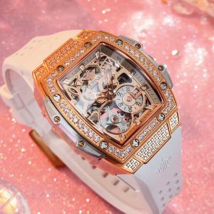 PLAYBOY/OUPINKE นาฬิกาผู้หญิงแบรนด์แท้ 2025 แฟชั่นใหม่ กลไก นาฬิกาผู้หญิง เรืองแสง กันน้ํา 50 เมตร ของขวัญสําหรับแฟนสาว