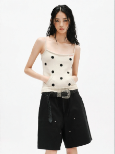 Polka Dot Knit Pouch Vest Spring/Summer 2026 Womens Top