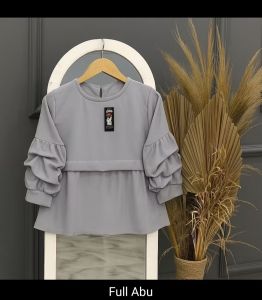 Atasan Blouse Perempuan Cute Cantik Lucu Kekinian Korea Style 3-12 Tahun Bahan Crinkle Airflow