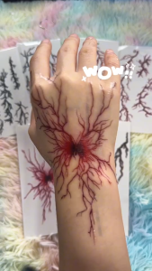 แทททู วันฮาโลวีน ลายแมงมุม สยองขวัญสายเลือดสีแดงฮาโลวีน สําหรับบทบาทเล่น ปาร์ตี้ ฮาโลวีนเครื่องแต่งกายสติกเกอร์ ทําเอง Tattoo Halloween