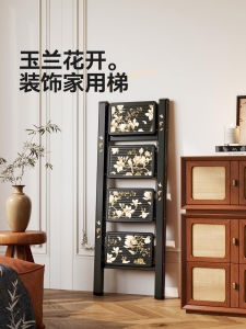 Meisda Medieval Style Folding Thickened Ladder Home Use Iron Material Simple Lock Three Steps Small Ladder Lightweight Staircase