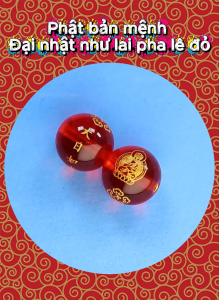 Vòng chuỗi đeo tay đá đỏ 8 ly và 10 ly charm Phật bản mệnh Đại nhật như lai pha lê đỏ