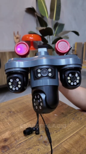 V380 PRO 12MP Outdoor three PTZ Lens CCTV Camera Connect Cellphone Wifi Connect 360 Waterproof 1080P HD Full Color Night Vision Two-way Audio and Speaker Surveillance Cameras