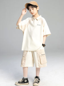 ชุดเด็กชายฤดูร้อน ชุดกีฬา แฟชั่น เสื้อผ้าเด็ก ลำลอง 2 ชิ้น ฤดูร้อน 2024 สำหรับเด็กวัยกลางคนและโต ชุดนักเรียนสุดเท่
